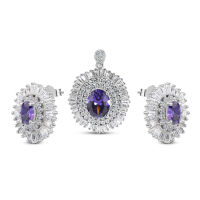 Gorgeouse cz diamond 925 silver earring and pendant set jewelry  , ต่างหูเงิน 925 ประดับเพชร cz สวยหรู ชุดเครื่องประดับจี้ ,  ปาร์ตี้ waer ต่างหูเงิน 925 ชุดเครื่องประดับจี้
