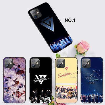 Casing หรับ iPhone 14 13 11 Pro Max 11 Mini 8+ 8 Plus EL98 Seventeen Kpop Pattern Phone เคสโทรศัพท์ อ่อนนุ่ม TPU Shockproof Black ปก