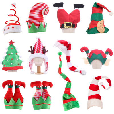 【cw】2020 Christmas Hat Plush Elf Santa Hat Cute Stripes Cartoon Creative Turkey Hats New Year Xmas Party Ornament Decoration Props