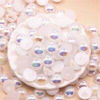 White AB Half Round Pearl Beads Resin Flat back Cabochon Simulated Pearl Beads 2mm/3mm/4mm/5mm/6mm/8mm/10mm/12mm Beads