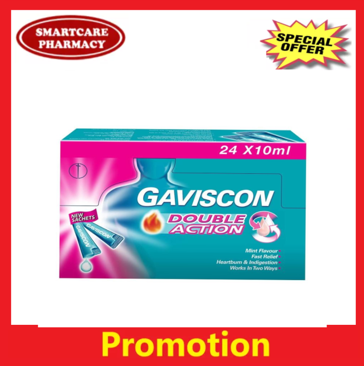 GAVISCON DOUBLE ACTION LIQUID SACHET (24X10ML) New Stock Lazada