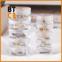 BTC3 4Pcs พลาสติกทำจากพลาสติก กล่องเก็บเครื่องประดับ โปร่งใสโปร่งใส ชั้น5ชั้น กล่องบรรจุวางซ้อนกันได้ ทนทานต่อการใช้งาน กลมกลมๆ อุปกรณ์จัดระเบียบสิ่งของ ลูกปัดเม็ดกลม