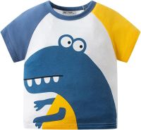 Top Boys Toddler Kids Baby Boys Girls Summer Cartoon Dinosaur Short Sleeve Crewneck T Shirts Tops Tee (Blue, 4-5 Years)