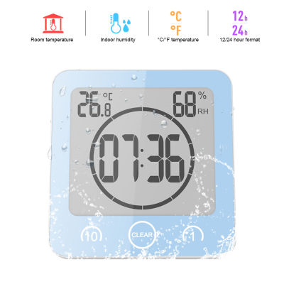 High Quality New LCD Digital Waterproof Water Splashes Bathroom Wall Clock Shower Clocks Timer Temperature Humidity Kitchen