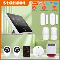 【LZ】◕▥  Staniot WiFi SecPanel 5 Wireless Home Alarm System Tuya Smart 4.3  Touch Screen Security Kit Built-in Siren APP Remote Control