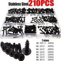 210Pcs M2 M3 M4 Black Oxide Phillips Stainless Set Screws Round Head Cross Machine Assort PWA Self-tapping Fasteners Kit 7Sizes Nails Screws  Fastener