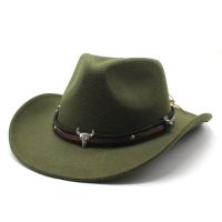 Cow Head Western Cowboy Hat Woolen Jazz Top Hat Men And Women National Wind Autumn And Winter Felt Hat Big Brim Hat Panama Hat