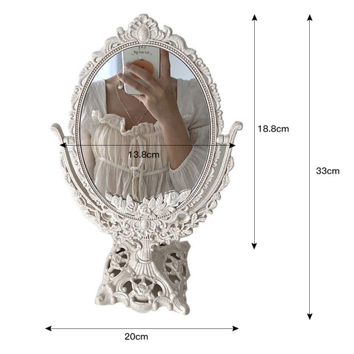 Makeup Mirror Cuife Nordic Silver Plastic Vintage Decorative Mirror Bedroom Mirror Ins Table Irregular Standing Glass Mirror