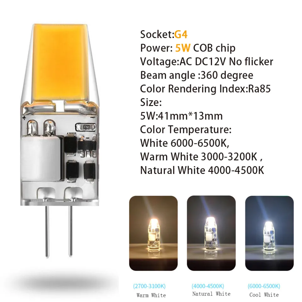 LED G4 3W 6W Light Bulb AC/DC 12V LED Lamp COB Spotlight