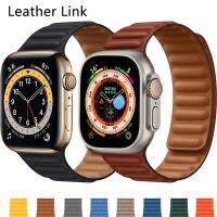 สายหนังสำหรับ Apple Watch Band 45mm 41mm 44mm 40mm สร้อยข้อมือแหวนแม่เหล็กเดิม iWatch Ultar 49mm 8 7 6 SE 5 4 42mm