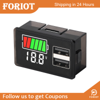 Foriot เกจวัดเครื่องทดสอบแรงดันไฟฟ้าเครื่องวัดแรงดันไฟฟ้าแบบดิจิตอล DC8-30V USB และจอแสดงผลแอลอีดีสำหรับแผงเครื่องวัดพลังงานกระแสไฟฟ้าพร้อมหน้าจอพลังงานแสงอาทิตย์