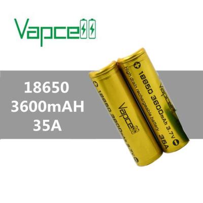 ถ่านชาร์จ Vapcell 18650 สีทอง ความจุ 3600 mAh 3.7V 35A 2 ก้อน ของแท้ แถมกระเป๋าใส่ถ่าน