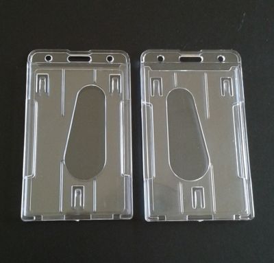 hot！【DT】✜  1pcs Hard Plastic Transparent Card Holder Id Badge Double-Sided Cover