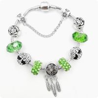 1pcs Bracelet For Men And Women Vintage Style Flowers Tree Of Life Feather Tassel Crystal Green System Beads Jewelry Headbands