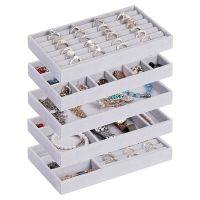 Y8Jewelry Organizer Tray, 5 Pcs Stackable Velvet Jewelry