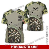 Personalized Name Darts Camo Pattern 3D Printed Mens Fashion T-shirt Summer Unisex Casual t shirt Gift For Darts Lovers DW262