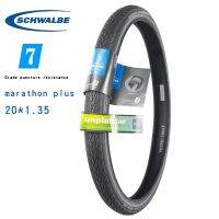 Schwalbe จักรยานยาง35-406มาราธอนพลัส20X1.35ลวดเหล็กจักรยานยางป้องกันการเจาะสีดำสะท้อนให้เห็นถึง E-จักรยานพร้อม25กิโลเมตร