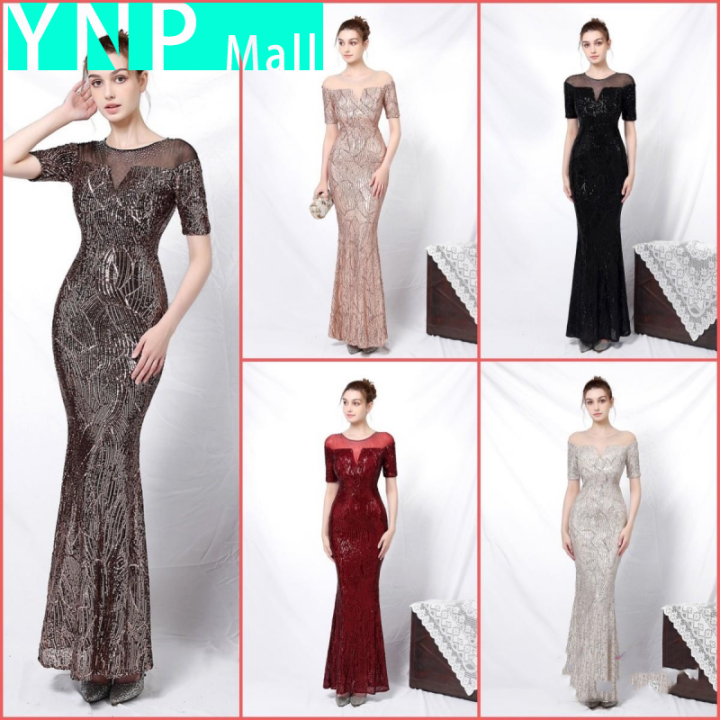 YNP Mall Long Gown Wedding Gown Dress French evening dress women's