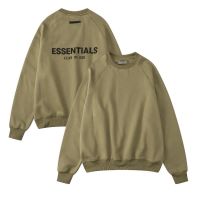 New FOG Fear Of God Essentials double-line plus velvet back letter printed round neck sweater