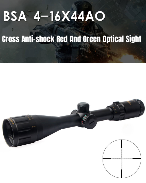 bsa-optics-ยุทธวิธี-4-16x44-st-optic-cross-sight-สีเขียวสีแดง-illuminated-optic-ขอบเขต-11-20-มม-with-cr2032-3v-battery