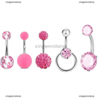 xingwendanp 5pcs คริสตัลเงาสะดือท้องปุ่มแหวนผู้หญิง barbell Body เจาะเครื่องประดับ