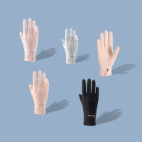 Summer Women Thin Ice Silk Lace Letter Button Touch Screen Driving Mittens UV Sunscreen Sport Cycling Non-slip Sun Gloves I45