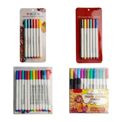 【cw】 Fabric Markers T Shirt Pens for Jeans Jackets Tote Canvas Assorted Vibrant Color
