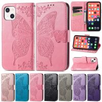 Luxury Embossed Butterfly Flower Wallet Flip Case For iPhone 14 Pro Max 13 12 11 SE 2022 X XR XS Max For iPhone 8 7 6 6S Plus