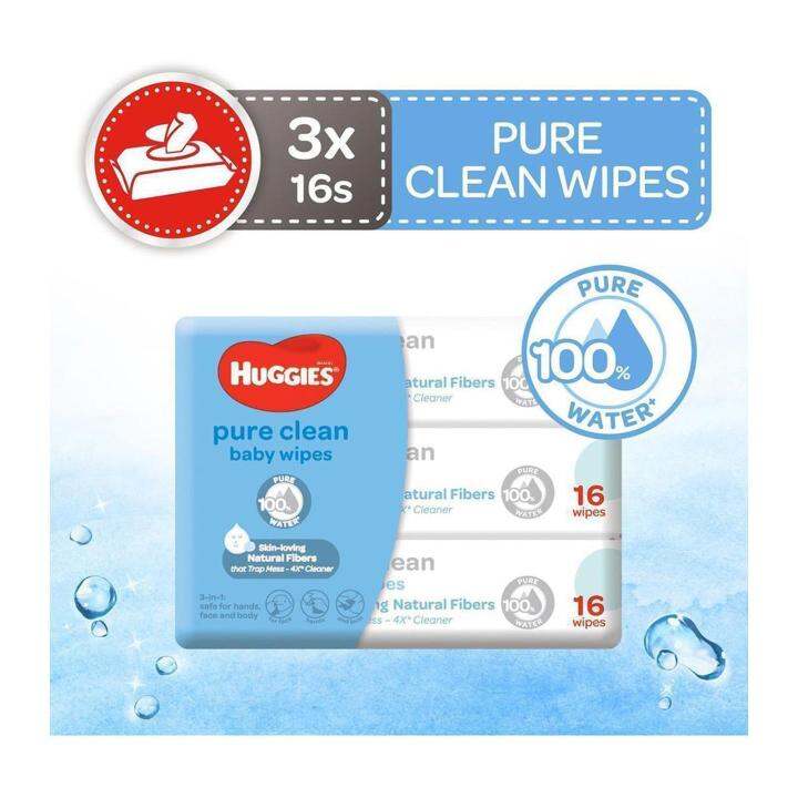 Huggies Pure Clean Wipes Travel Pack 16s x 3 Lazada Singapore