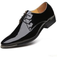 2022 Newly Mens Quality Patent Leather Shoes White Wedding Shoes Size 38-48 Black Leather Soft Man Dress Shoes