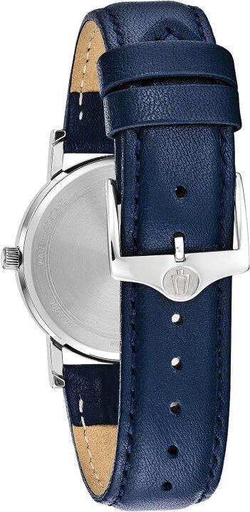 bulova-classic-quartz-ladies-watch-stainless-steel-with-blue-leather-strap-silver-tone-model-96m146