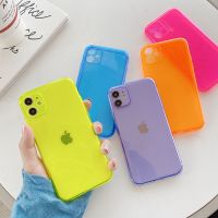 【CC】 13 12 XR X XS 6 8 7 2020 Fashion Fluorescent Color Transparent Soft Cover