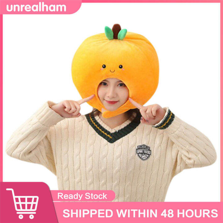 unrealham Cute Orange shape Hats Headgear Soft Fruit Design Funny