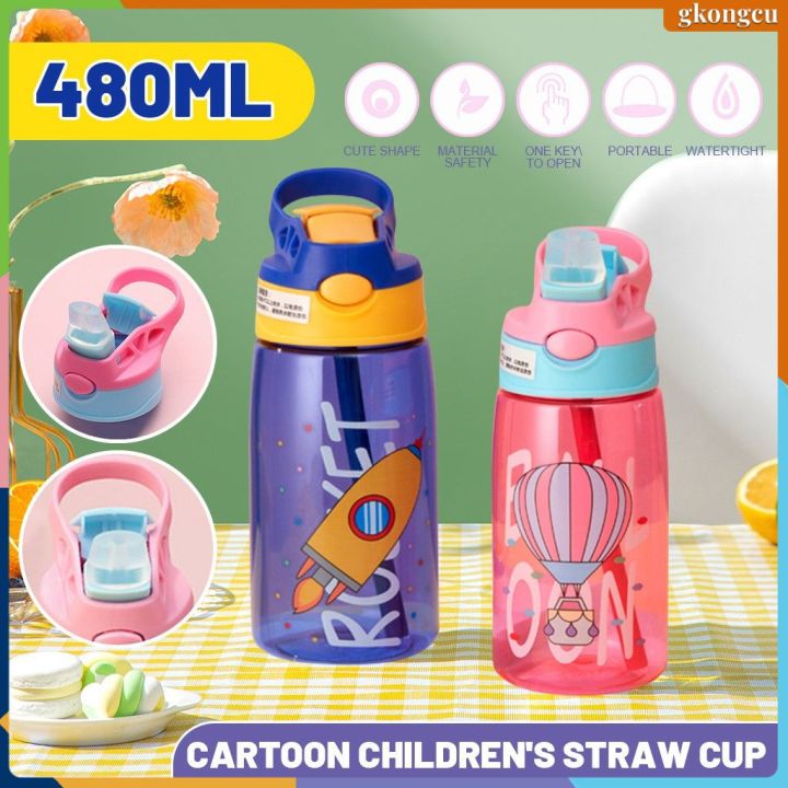 Cute Kids Drinking Straw Water Bottle Cartoon Children Girl Sippy
