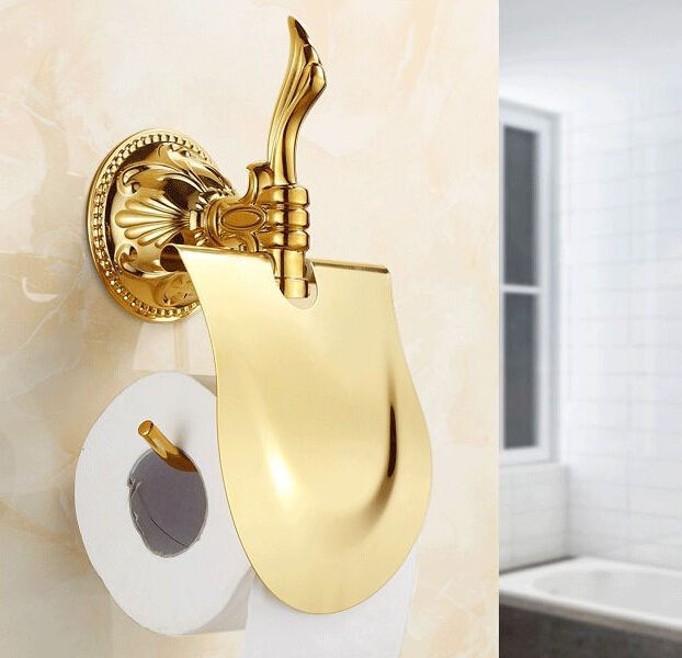 Bathroom Accessories Solid Brass Copper Golden Finish Toilet Paper Holder,Paper Roll Rack holder LG005
