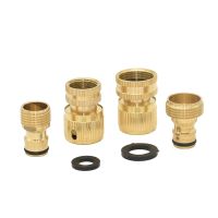 1/2 3/4 Garden Hose Quick Connector Brass Connector Kit Water Gun Fitting Hose Adapter 1set