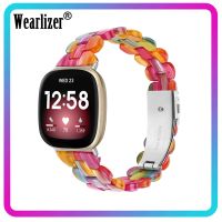 【lz】☎  Wearlizer resina pulseira de relógio para fitbit versa 3 banda fina resina pulseiras de relógio para fitbit sentido feminino moda acessórios de relógio