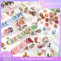 X ADORNMENT 50ชิ้น/ม้วนเทปกาววินเทจสติ๊กเกอร์ตกแต่งเทปกระดาษเหนียวแลคเกอร์เทปเหรียญเทปปิดผนึกซอง