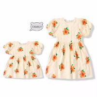 【YF】 Mother Daughter Matching Cotton Dress Mom Girl Clothing Womens Summer Dresses Korean Baby Girls One Piece Robe Clothes