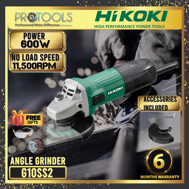 Hikoki G10SS2 600W 4"100mm ANGLE GRINDER FOC SAFETY GOOGLE & CUTTING DISC / CHAINSAW KIT COMBO