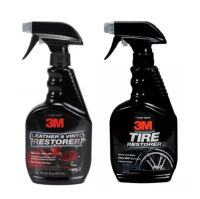 3M สเปรย์เคลือบเงาเบาะหนัง Leather &amp; Vinyl + Tire Restorer เคลือบเงายางรถยนต์473ml.