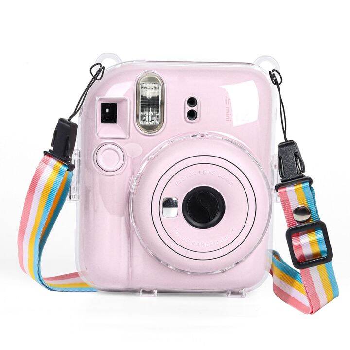 ถุงกล้องจิ๋วพีซีเคสห่อหุ้มคริสตัลพร้อมฝาปิด-tali-bahu-สำหรับ-fujifilm-instax-mini-12สำหรับกล้อง-instax-mini12