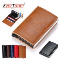 Evertoner กระเป๋าสตางค์ หนัง PU อลูมิเนียม โลหะ สไตล์วินเทจ ใส่บัตรเครดิตได้ สําหรับผู้ชาย และผู้หญิง