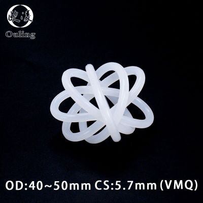 5PCS/lot White Silicon Silicone/VMQ O ring CS 5.7mm OD30/35/40/45/50mm Rubber O-ring Seal Rings Oil Gasket Waterproof Washer Gas Stove Parts Accessori
