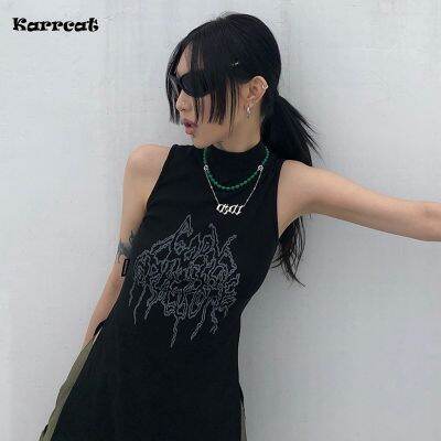 ◘❁✎ Karrcat Top Grunge Gothic Turtleneck Y2k Designer Dark Streetwear