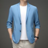 ZZOOI MLSHP Solid Color Mens Blazer Luxury Spring Autumn Single Breasted Smart Casual Male Blazer Fashion Simple Man Jackets 3XL