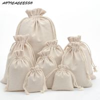 50pcs Handmade Drawstring Bag Travel Drawstring Pouch Pure cotton Storage bag Linen Mini Cloth Bag for Christmas Gift Package