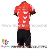 ชุดจักรยานแขนสั้นทีม Castelli 13 (02) สีแดงลายขาว