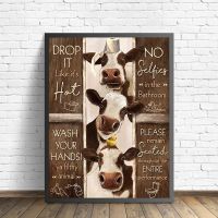 Toilet Rules Wall Art Canvas Painting Funny Bathroom Animal Cow Donkey Giraffe Poster Print Pictures Bathroom Home Decoration