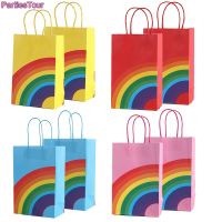 6pcs Rainbow Gift Bags Candy bags with handle wedding Christmas baby shower Gift Sweets Bag kid Rainbow birthday party Supplies